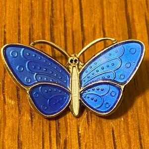 VTG Norway Aksel Holmsen Butterfly Enamel Gold Wash Sterling Silver Pin Brooch
